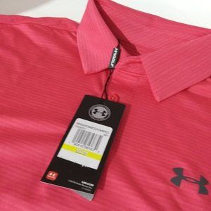mens under armour playoff polo, pink, medium